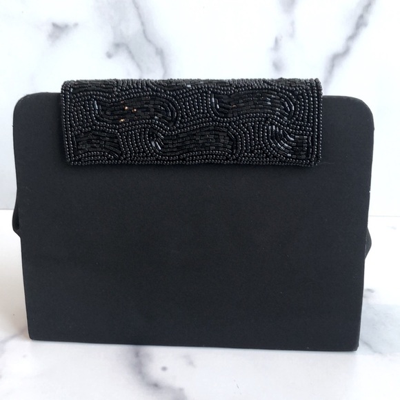 Made in Italy Black Clutch Beaded Evening Purse LP by Perfetto